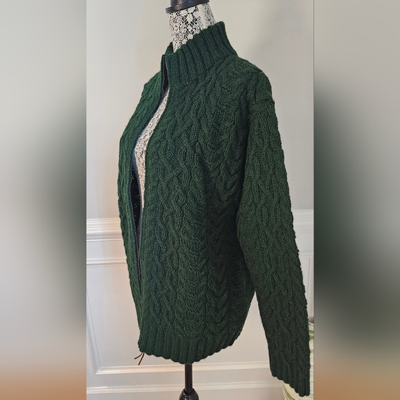 Lauren Ralph Lauren Deep Rich Green  Cardigan Sweater Generous Small P2P 23" - Picture 8 of 11